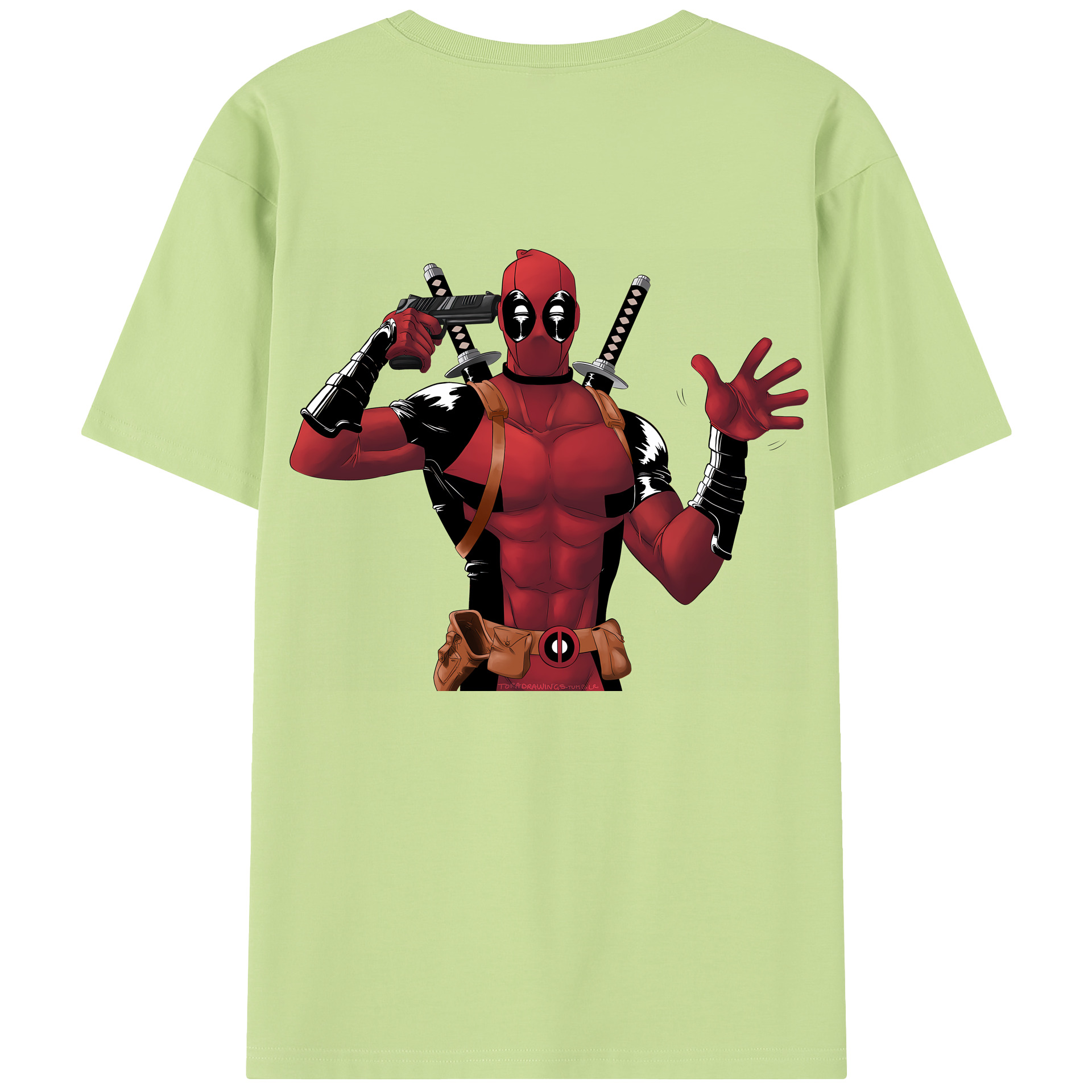 （画像用） Deadpool デッドプール 綿100％半袖Tシャツ（背面プリント）